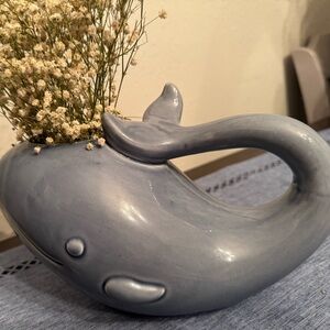 Vintage Blue Whale Ceramic Vase/Water Pitcher